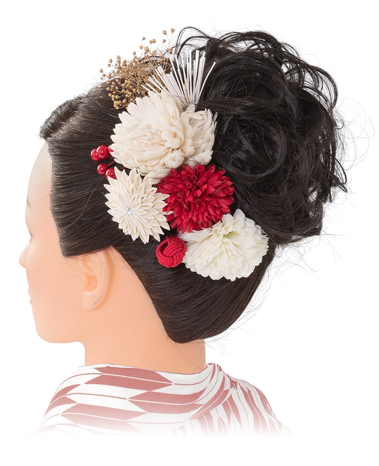 成人式 卒業式 袴 髪飾り 白/赤 抹茶 ワイン 和の花 和の音 8本組 