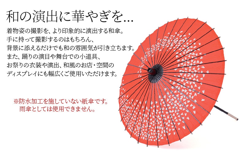 和傘 紙傘 桜渦 月奴 蝶々 一本手 直径64cm 赤 黒 紫 ピンク
