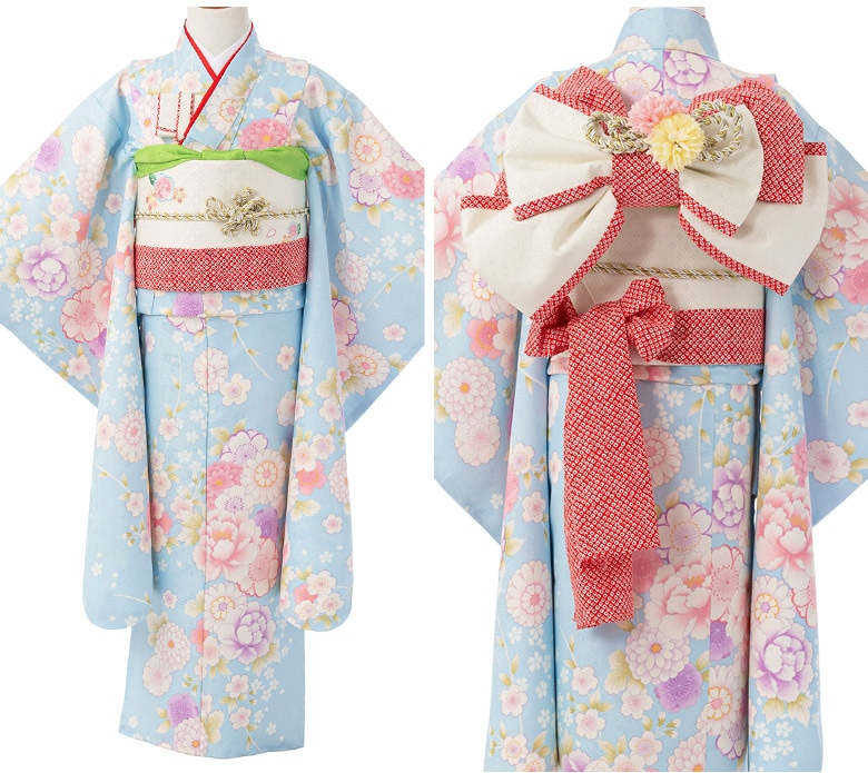 販売】七五三 女の子 着物 フルセット 7歳 購入 ピンク 水色
