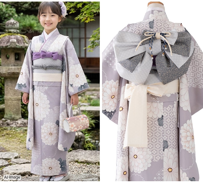 販売】七五三 女の子 着物 フルセット 7歳 購入 ピンク 水色