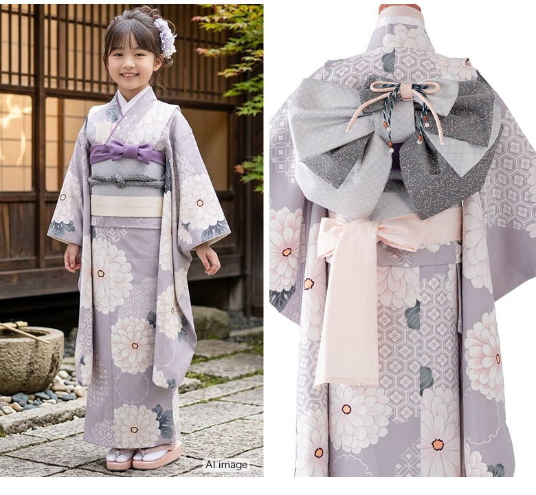 販売】七五三 女の子 7歳 7才 着物 バッグなしセット 青 黒 紅 薄紫
