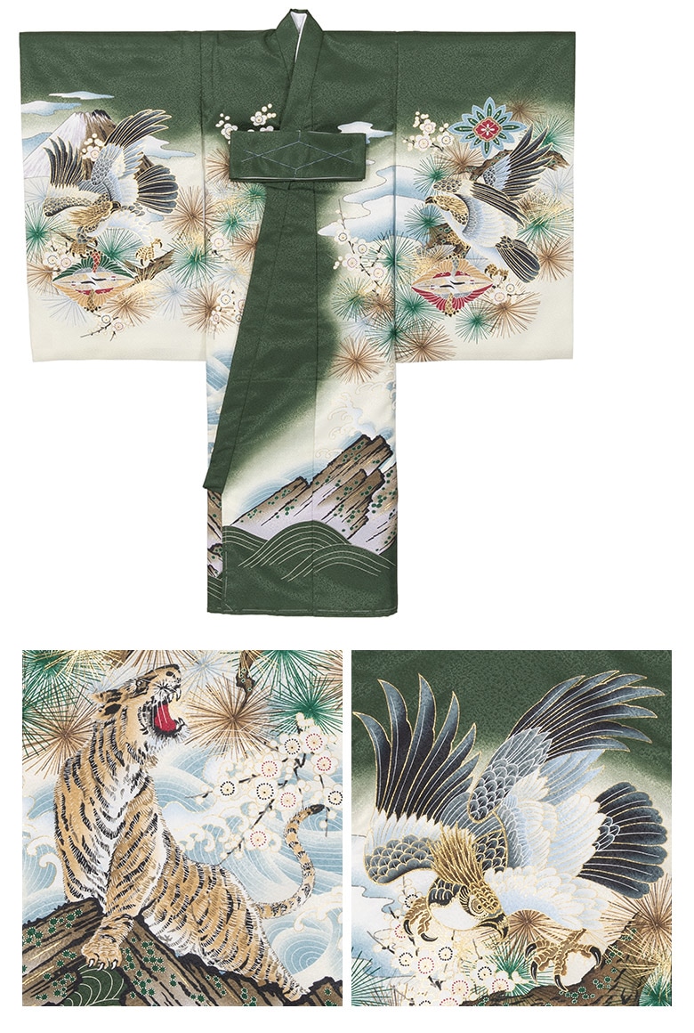 (AN☆) #8-011 (新品) ポリエステル 男児 お宮参り きもの SOUBIEN（創美苑） 産着 男 男の子 販売 初着 紺 ネイビー 金色 龍 松