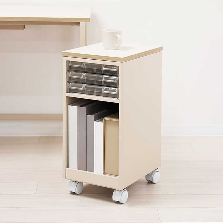 天板付クリアケースワゴン