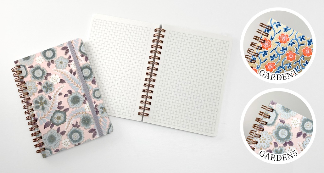 友禅和紙リングノートA6《GARDEN1》《GARDEN5》