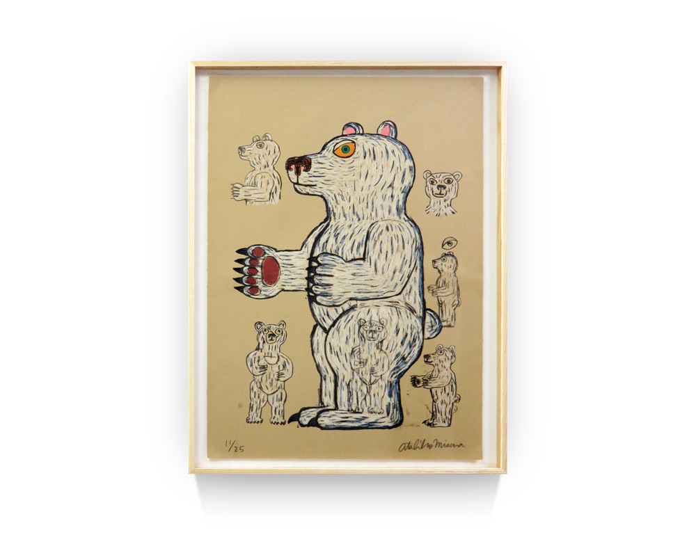 三沢厚彦 リトグラフ版画 クマ 白 立ち 横 求龍堂