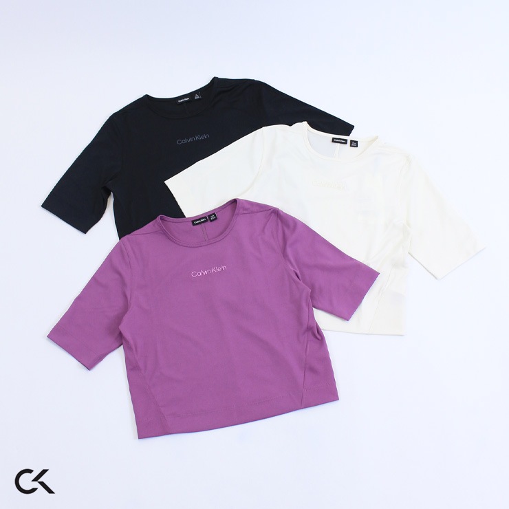 Calvin Klein カルバンクライン フロント ロゴプリント 5分袖 ボックス Tシャツ BLACK PURPLE WHITE Sサイズ Mサイズ  | すべての商品 | フィットネスウェアのセレクトショップ LA BODY
