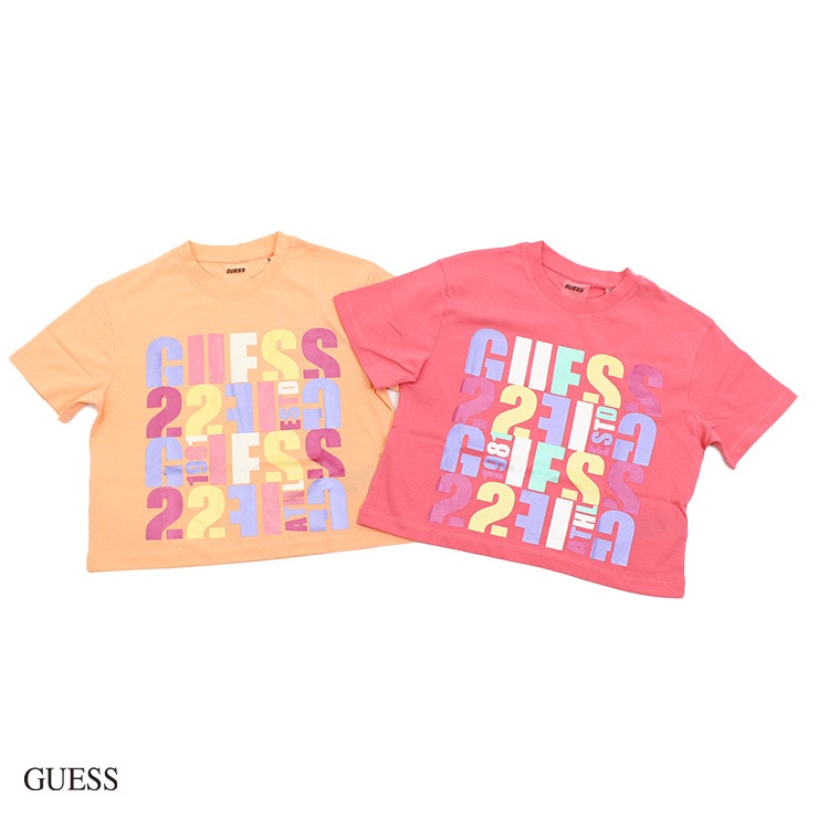 アウトレット 20%OFF GUESS ゲス クロップ Tシャツ LIGHT ORANGE PINK