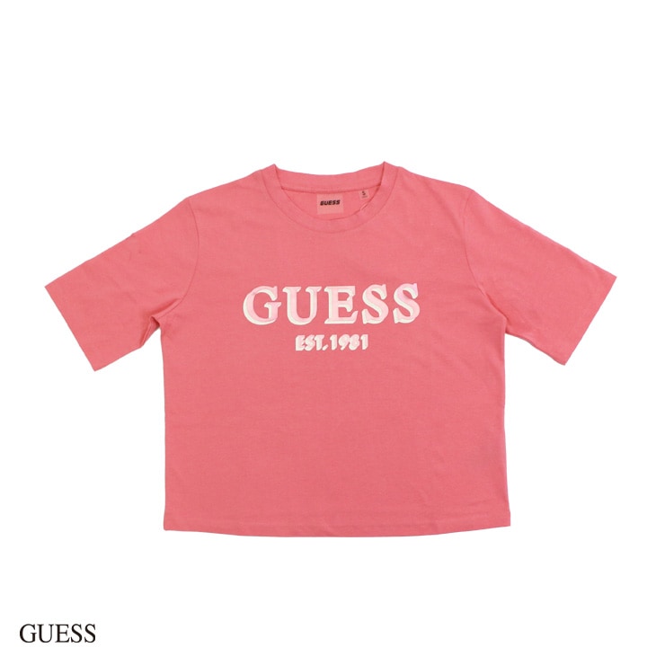 GUESS ゲス ラメ 立体ロゴ Tシャツ T-TEE BEULAH BOXY CORAL Sサイズ Mサイズ-フィットネスウェアのセレクトショップ  LA BODY