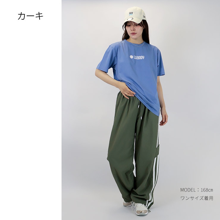 K-collection ラインパンツ ワイド ストレート ボトム ロング 韓国