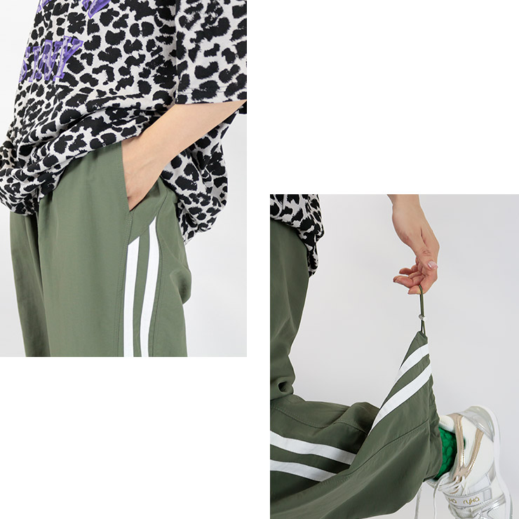 K-collection ラインパンツ ワイド ストレート ボトム ロング 韓国