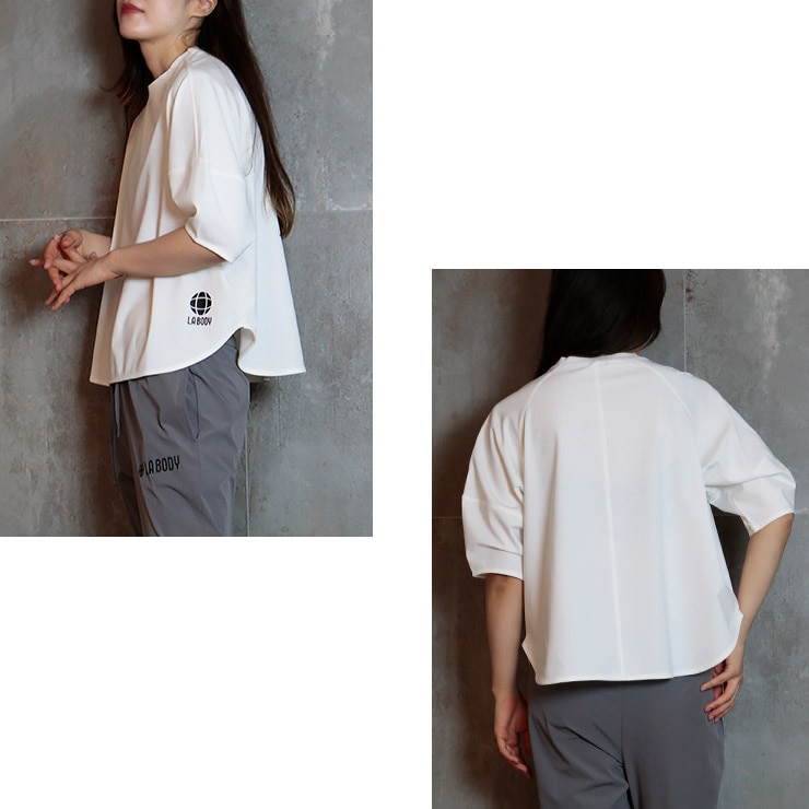 LA BODY ICONIC Tシャツ 半袖 冷感機能 ランタンスリーブ レディース