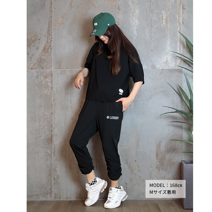 LA BODY ICONIC パンツ クロップパンツ ナイロン ストレッチ 接触冷感