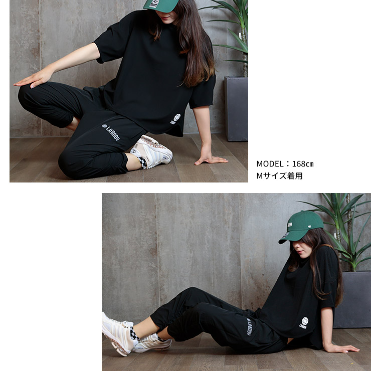 LA BODY ICONIC パンツ クロップパンツ ナイロン ストレッチ 接触冷感