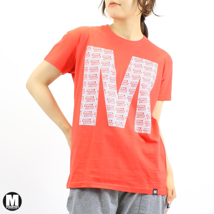 MOMA STUDIOS モマ スタジオ ユニセックス ロゴ ON ロゴ Tシャツ RED S