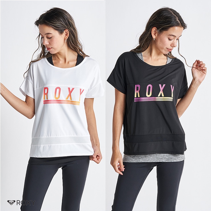 ROXY ロキシー セット 速乾 UVカット タンク付き Tシャツ FEEL GOOD BLACK WHITE Mサイズ すべての商品  フィットネスウェアのセレクトショップ LA BODY