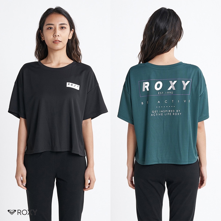 アウトレット 26%OFF ROXY ロキシー UP BEAT 速乾 UVカット クロップ Tシャツ BLACK GREEN Sサイズ  Mサイズ-フィットネスウェアのセレクトショップ LA BODY