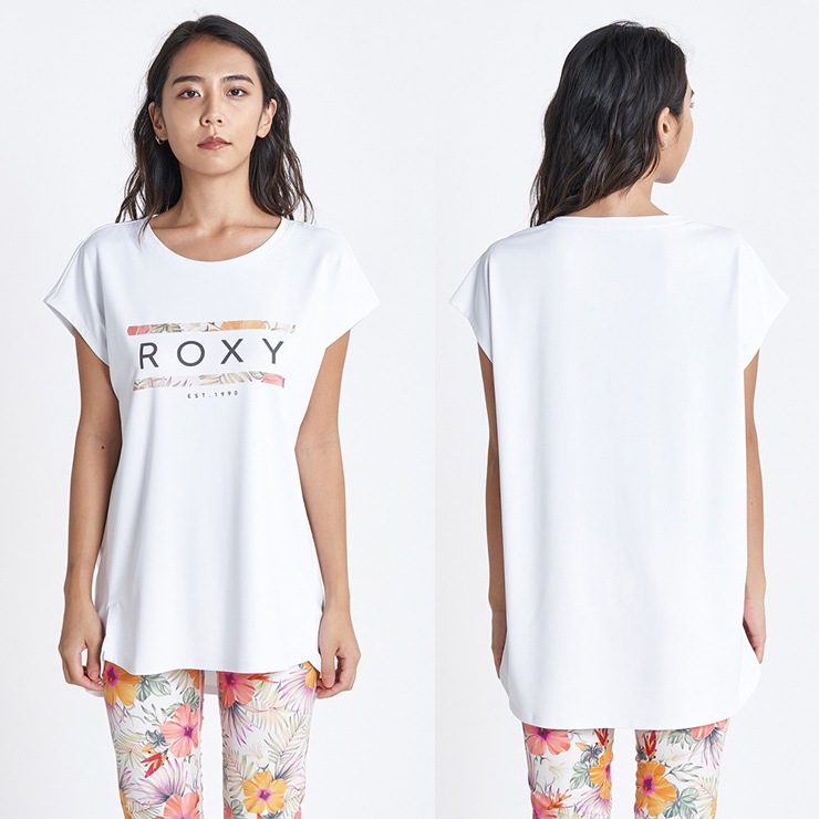 ROXY ロキシー フレンチスリーブ スリット Tシャツ KHAKI ORANGE WHITE Mサイズ すべての商品  フィットネスウェアのセレクトショップ LA BODY