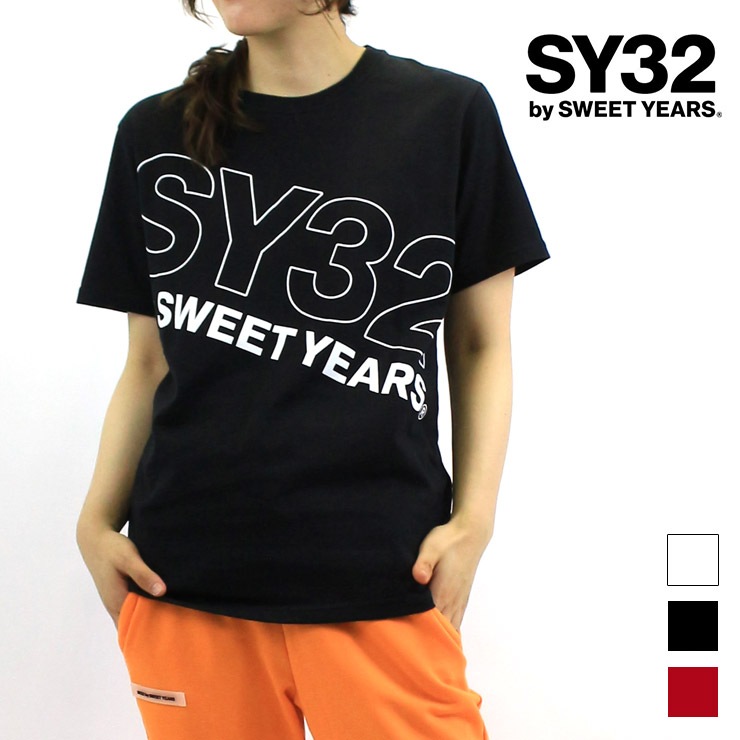 アウトレット SY32 by SWEET YEARS エスワイ32 ビッグ LOGO Tシャツ RED BLACK WHITE Mサイズ Lサイズ  XLサイズ-フィットネスウェアのセレクトショップ LA BODY