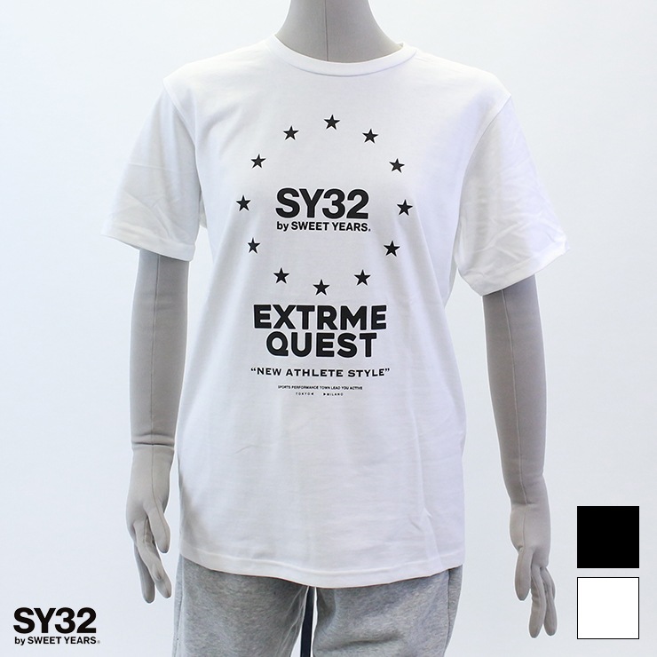 Sy32 By Sweet Years エスワイ32 ユニセックス ワールド スター Tシャツ White Black Mサイズ Lサイズ Xlサイズ Sy1723 期間限定送料無料 フィットネスウェアのセレクトショップ La Body