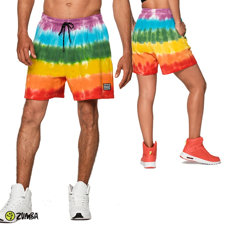 ZUMBA ズンバ 正規品 ユニセックス ハーフパンツ RAINBOW レインボー XSサイズ Sサイズ  Mサイズ-フィットネスウェアのセレクトショップ LA BODY