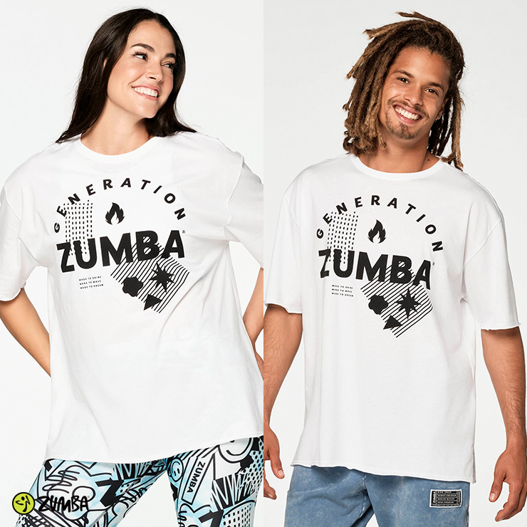ZUMBA ズンバ 正規品 ユニセックス オーバーサイズ Tシャツ WHITE XSサイズ Sサイズ Mサイズ すべての商品  フィットネスウェアのセレクトショップ LA BODY