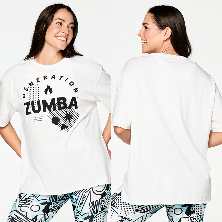 ZUMBA ズンバ 正規品 ユニセックス オーバーサイズ Tシャツ WHITE XS