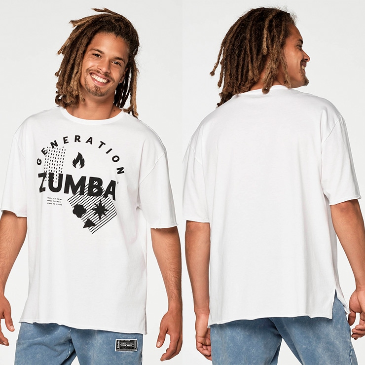 ZUMBA ズンバ 正規品 ユニセックス オーバーサイズ Tシャツ WHITE XS