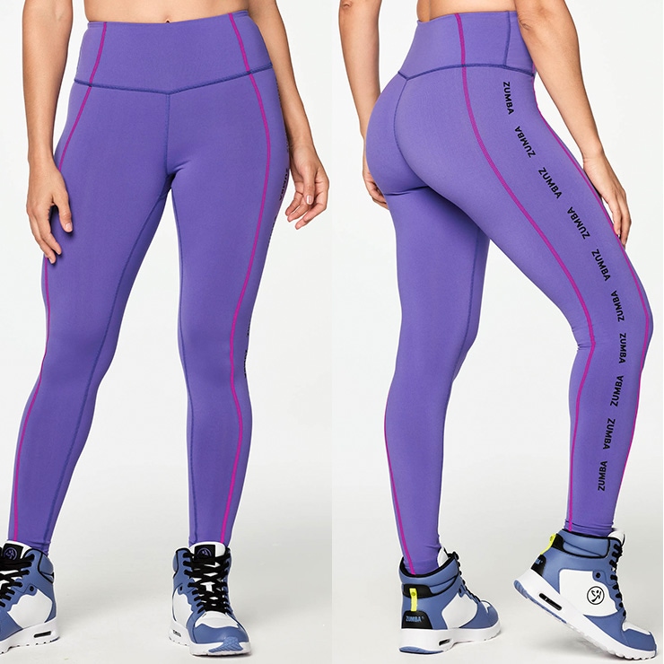 アウトレット ZUMBA ズンバ 正規品 2ライン レギンス PURPLE XS