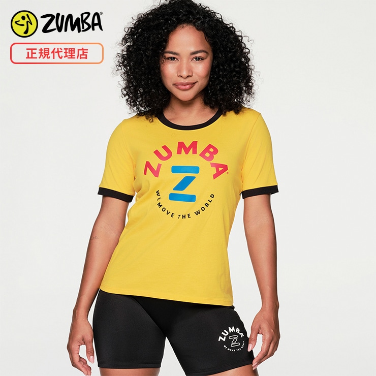 ZUMBA ズンバ 正規品 ZUMBA RETRO RINGER Tシャツ YELLOW XSサイズ S