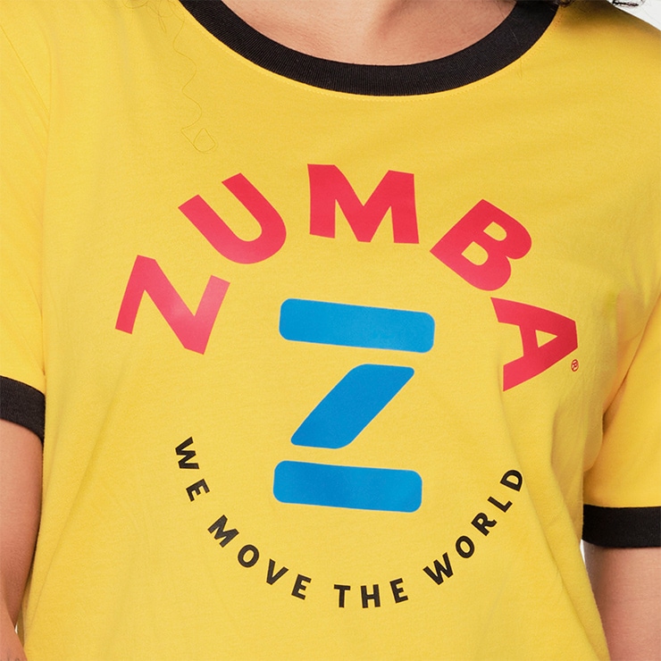 ZUMBA ズンバ 正規品 ZUMBA RETRO RINGER Tシャツ YELLOW XSサイズ Sサイズ  Mサイズ-フィットネスウェアのセレクトショップ LA BODY