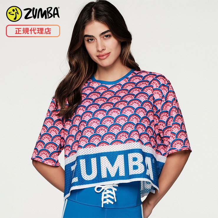 ZUMBA ズンバ 正規品 RETRO BEAT MESH CROP Tシャツ PINK XSサイズ S