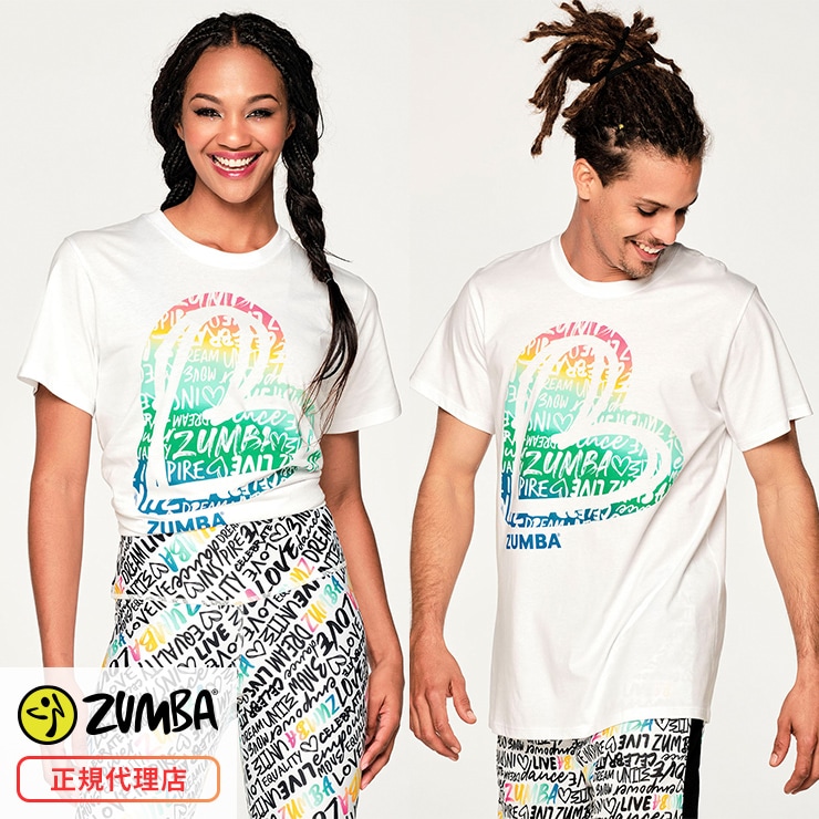 ZUMBA ズンバ 正規品 ZUMBA UNITE Tシャツ WHITE ホワイト XS/Sサイズ M/Lサイズ-フィットネスウェアのセレクトショップ  LA BODY