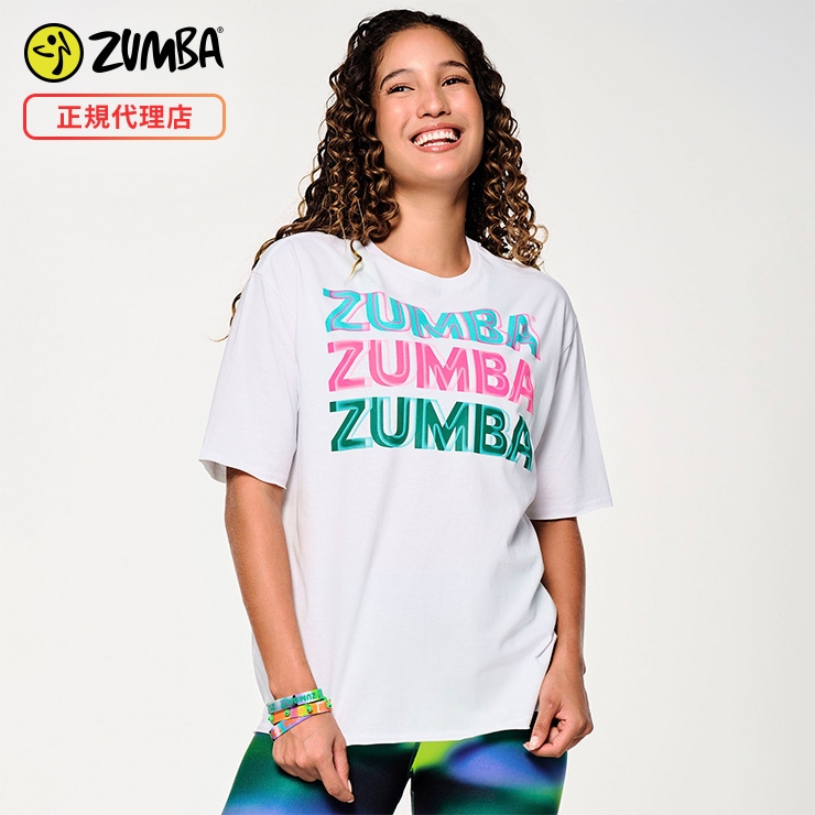 ZUMBA ズンバ 正規品 ZUMBA FLOW Tシャツ WHITE ホワイト XSサイズ Sサイズ Mサイズ ユニセックス  男女兼用-フィットネスウェアのセレクトショップ LA BODY