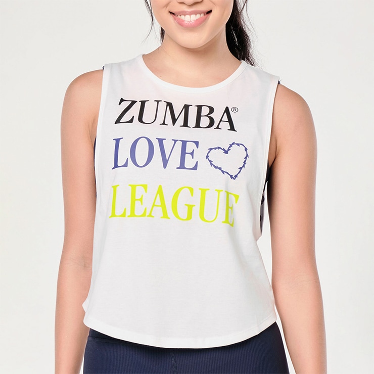 ZUMBA ズンバ 正規品 PREP CROP ROUND HEM MUSCLE タンクトップ BLACK ブラック WHITE ホワイト XSサイズ  Sサイズ Mサイズ | 新着商品 | フィットネスウェアのセレクトショップ LA BODY