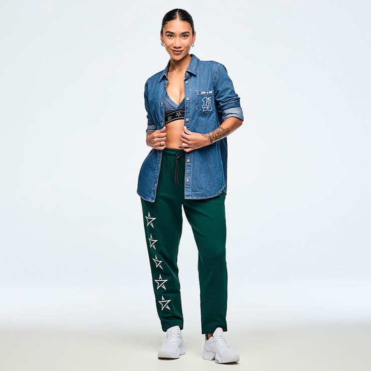 ズンバ　ZUMBA デニムシャツ　L 新作　正規品　未使用品 ZUMBA ズンバ 正規品 ウェア レディース シャツ デニムシャツ