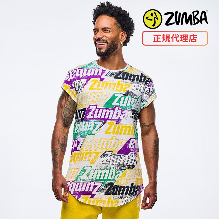 ク*ア様 ZUMBA正規品 ZUMBA ズンバ 正規品 ウェア Tシャツ 半袖 メンズ トップス 丸首 総柄