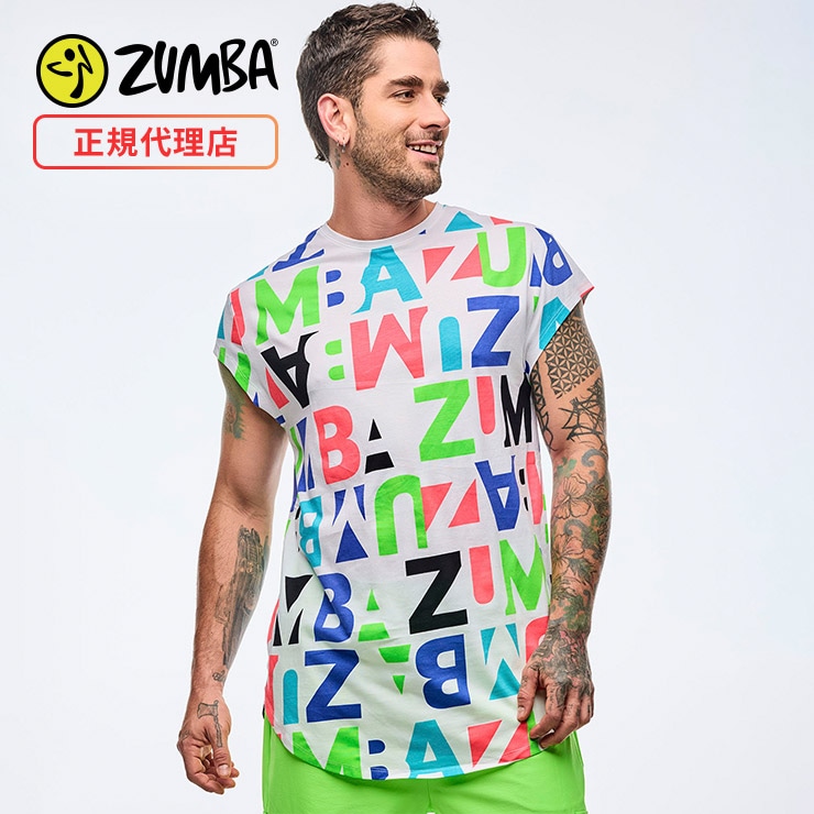 ZUMBA ズンバ 正規品 ウェア メンズ Tシャツ トップス ロゴ 総柄