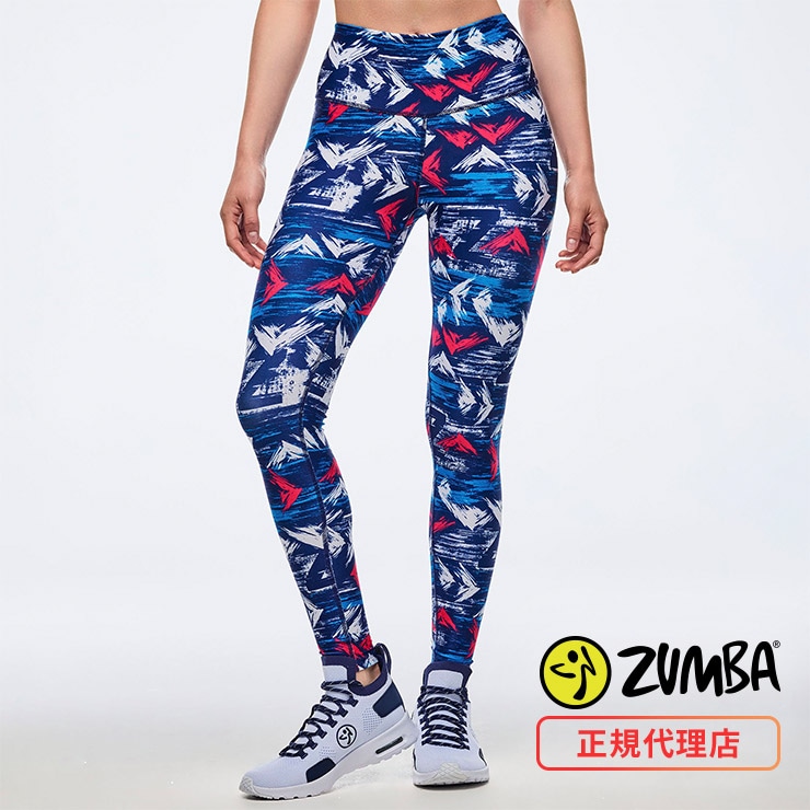 ZUMBA ズンバ ハイウエスト 柄レギンス XSサイズ 1回着用のみ 美品 zumba wear] [ズンバウエア] レギンス スパッツ フィットネス ハイ