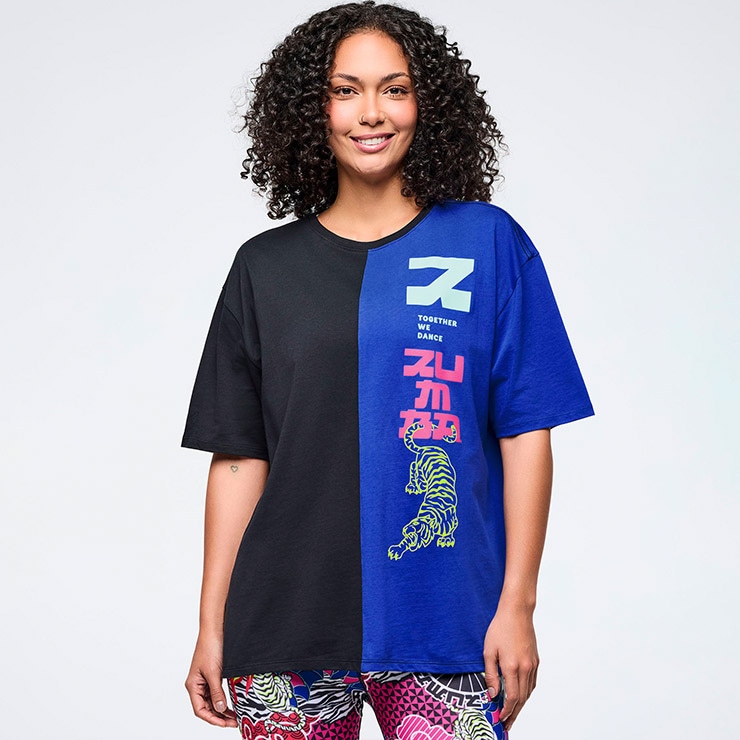ZUMBA ズンバ 正規品 ウェア メンズ Tシャツ オーバーサイズ ツートン
