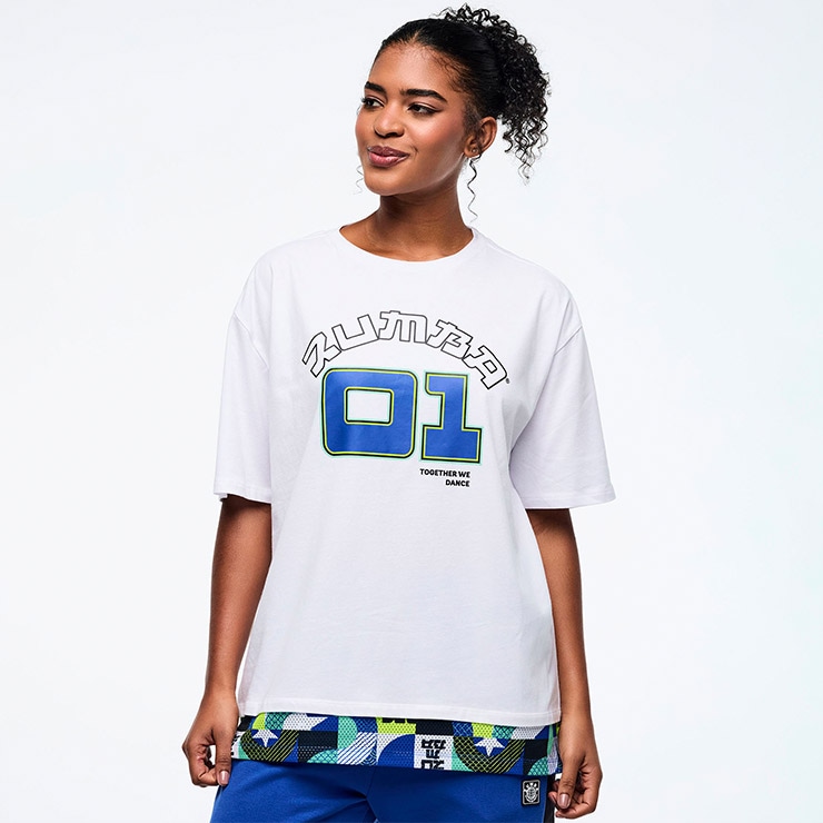 ZUMBA ズンバ 正規品 ウェア メンズ Tシャツ 半袖 裾レイヤード ロゴ