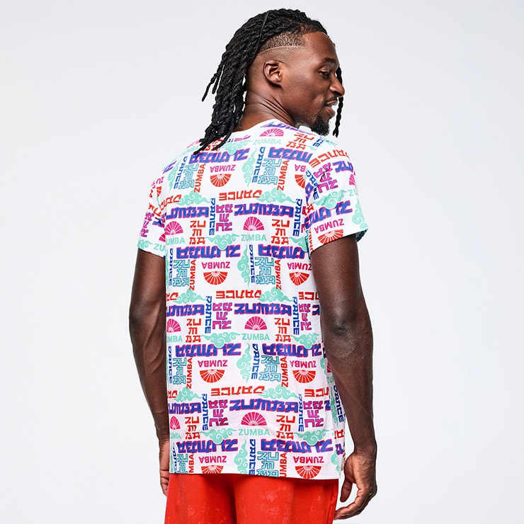 ZUMBA ズンバ 正規品 ウェア ユニセックス Tシャツ ロゴ 総柄 カラフル