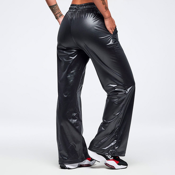 ZUMBA ズンバ 正規品 ウェア レディース パンツ ワイド 艶 ロゴ ロング