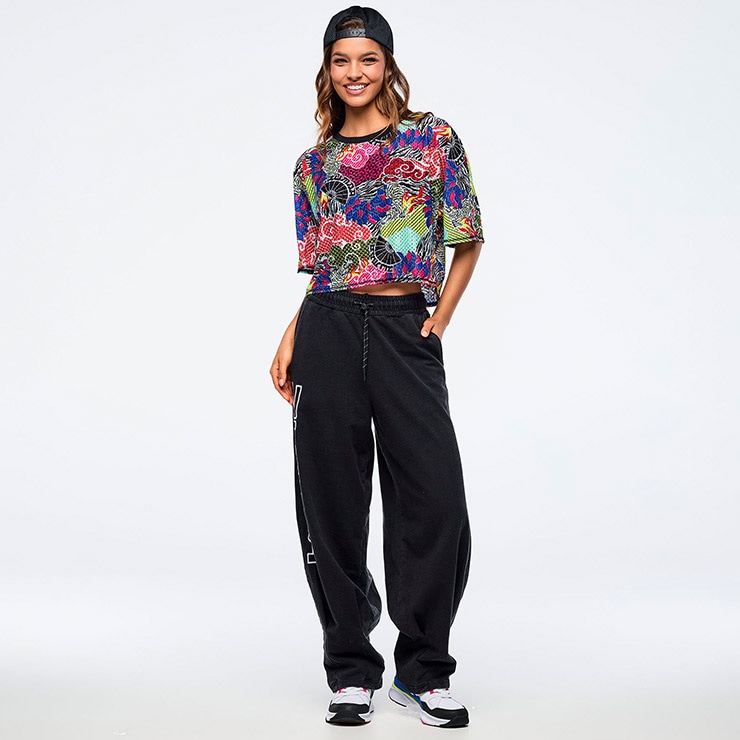 ZUMBA ズンバ 正規品 ウェア レディース トップス 半袖 総柄 ドルマン