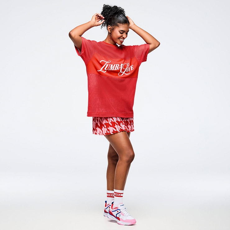 新品　正規品　ズンバ　 S バレンタイン　メッシュ　Tシャツ ZUMBA ズンバ 正規品 ウェア レディース トップス Tシャツ 半袖