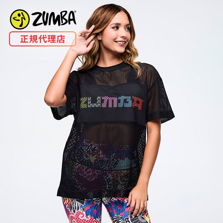 ZUMBA　メッシュシャツ ZUMBA ズンバ 正規品 ウェア レディース トップス 半袖 メッシュ ロゴ