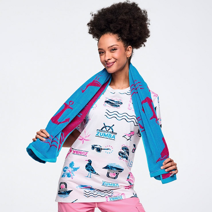 ZUMBA ズンバ 正規品 ウェア グッズ タオル ビーチタオル 総柄 綿