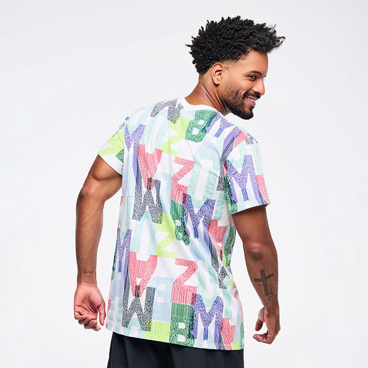 ZUMBA ズンバ 正規品 ウェア ユニセックス Tシャツ 半袖 総柄 ロゴ ZUMBA ズンバ 正規品 ウェア ユニセックス Tシャツ 半袖 総柄 ロゴ