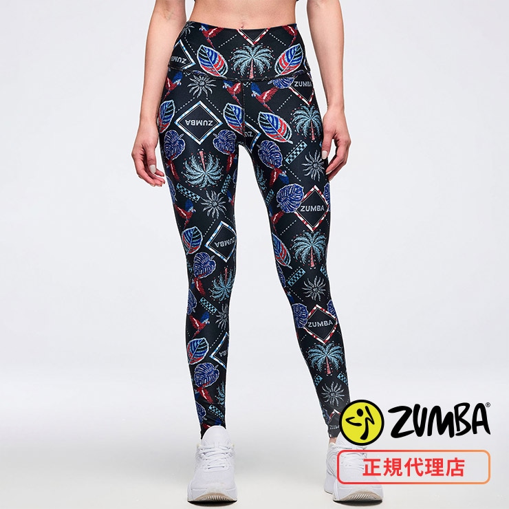 ZUMBA ズンバ 正規品 ウェア レディース レギンス 総柄 ハイウエスト