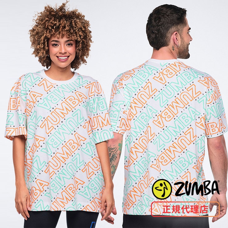 ZUMBA ズンバ 正規品 ウェア ユニセックス Tシャツ 半袖 ロゴ 総柄