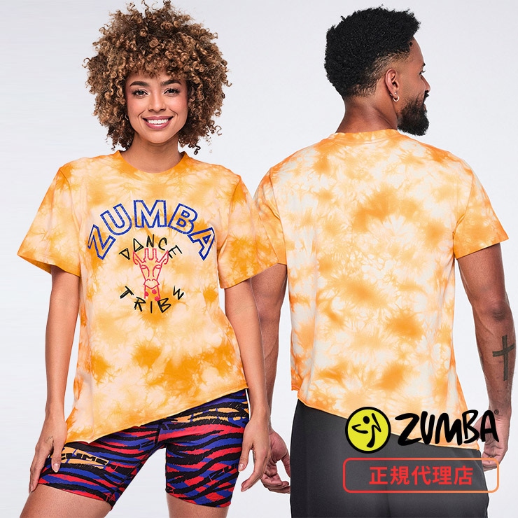ZUMBA ズンバ 正規品 ウェア ユニセックス Tシャツ 半袖 タイダイ 総柄